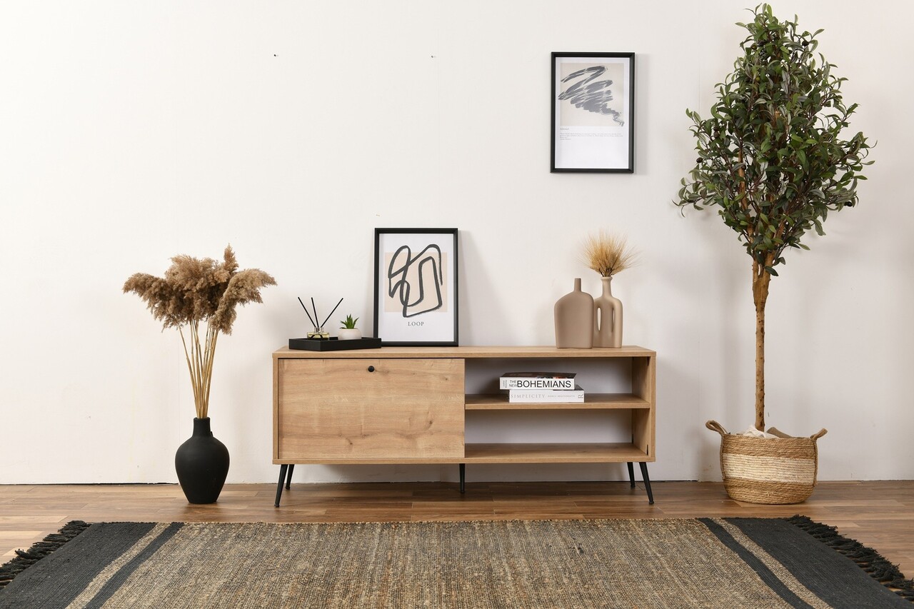 Comoda TV, Hanah Home, Calvin, 55x140x41 cm, Stejar - imagine 5